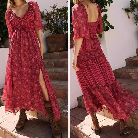 Free People Cassis Red Maxi Dress
